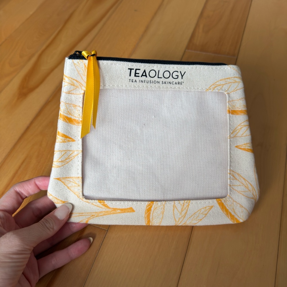 Teaology Skincare Pouch with Yellow Leaf Design